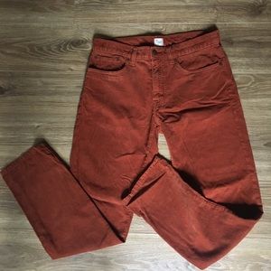 Rust-Colored Slim Corduroy Pants - Men’s 32/32